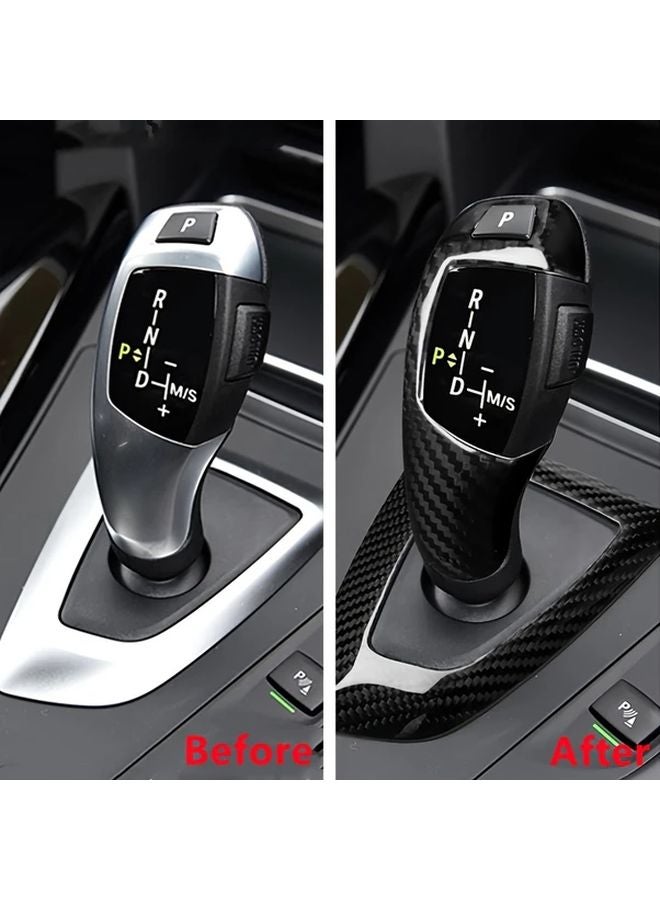 Carbon Fiber Style Gear Shift Knob Cover Compatible with Series 2 3 4 5 7 X3 X4 X5 X6 Right Hand Drive - Image 2
